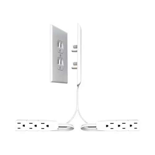 6 ft. L 6 outlets Combo Extension Cord White White 6 ft. L 6 outlets Combo Extension Cord White White
