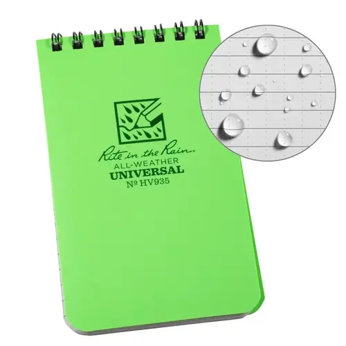 3" W X 5" L College Ruled Top-Spiral Lime Green All-Weather Notebook Lime Green 3" W X 5" L College Ruled Top-Spiral Lime Green All-Weather Notebook Lime Green