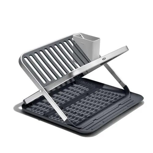 Good Grips 15" L X 16" W X 2" H Black/Gray Aluminum/Plastic Dish Rack Black/Gray Good Grips 15" L X 16" W X 2" H Black/Gray Aluminum/Plastic Dish Rack Black/Gray