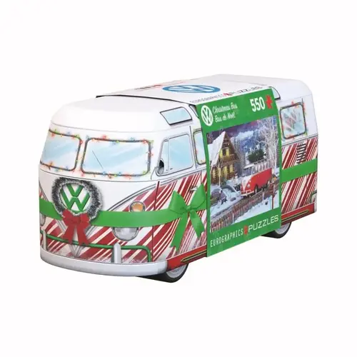 VW Christmas Bus Tin Collectible Tins with Puzzles Multicolored 550 pc Multicolored VW Christmas Bus Tin Collectible Tins with Puzzles Multicolored 550 pc Multicolored