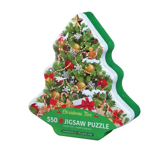 Christmas Tree Tin Collectible Tins with Puzzles Multicolored 550 pc Multicolored Christmas Tree Tin Collectible Tins with Puzzles Multicolored 550 pc Multicolored