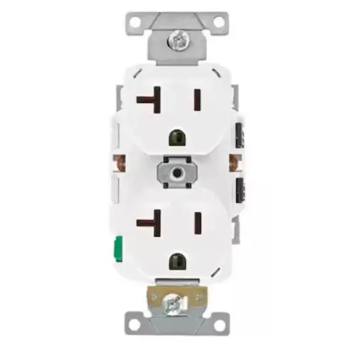 Lever Edge White 15A Commercial Grade 5-20R Duplex Outlet Lever Edge White 15A Commercial Grade 5-20R Duplex Outlet