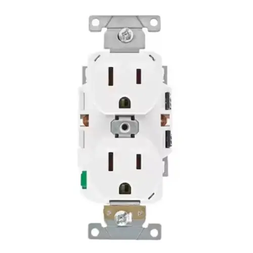 Lever Edge White 15A Commercial Grade 5-15R Duplex Outlet Lever Edge White 15A Commercial Grade 5-15R Duplex Outlet