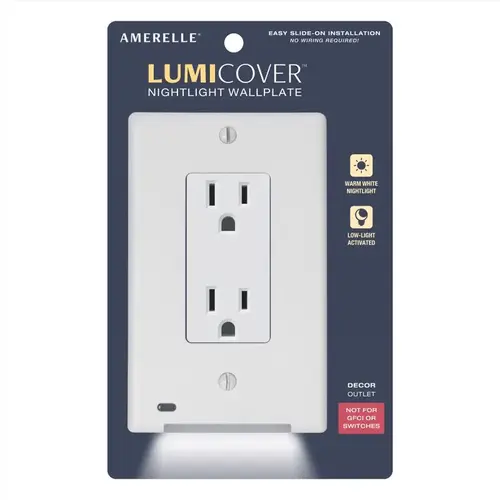 White 1 gang Plastic Decorator Nightlight Wall Plate White White 1 gang Plastic Decorator Nightlight Wall Plate White