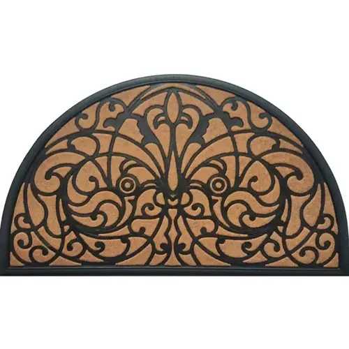 18" W X 30" L Black/Brown Half Circle Rubber Door Mat Black/Brown 18" W X 30" L Black/Brown Half Circle Rubber Door Mat Black/Brown