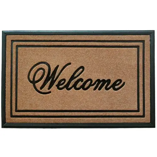 18" W X 30" L Beige/Black Rubber Door Mat Beige/Black 18" W X 30" L Beige/Black Rubber Door Mat Beige/Black