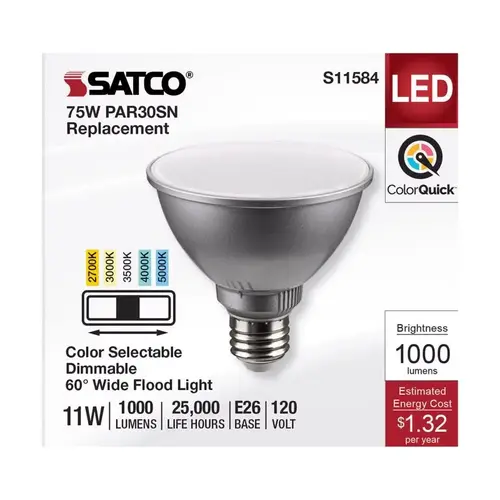 PAR30SN E26 (Medium) LED Bulb Tunable White/Color Changing 75 Watt Equivalence Silver PAR30SN E26 (Medium) LED Bulb Tunable White/Color Changing 75 Watt Equivalence Silver