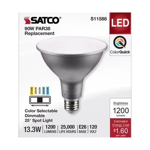PAR38 E26 (Medium) LED Bulb Tunable White/Color Changing 90 Watt Equivalence Silver PAR38 E26 (Medium) LED Bulb Tunable White/Color Changing 90 Watt Equivalence Silver