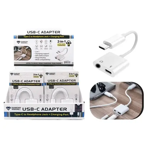 2 in 1 Adapter White Inc 2" 1 Adapter For All Smartphones White 2 in 1 Adapter White Inc 2" 1 Adapter For All Smartphones White