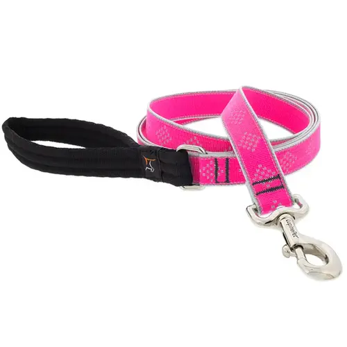 Reflective Pink Diamond Nylon Dog Leash Pink Reflective Pink Diamond Nylon Dog Leash Pink