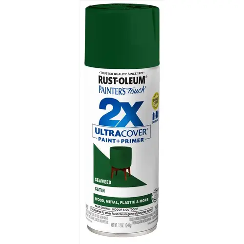 Painter's Touch 2X Ultra Cover Satin Seaweed Paint+Primer Spray Paint 12 oz Seaweed Painter's Touch 2X Ultra Cover Satin Seaweed Paint+Primer Spray Paint 12 oz Seaweed