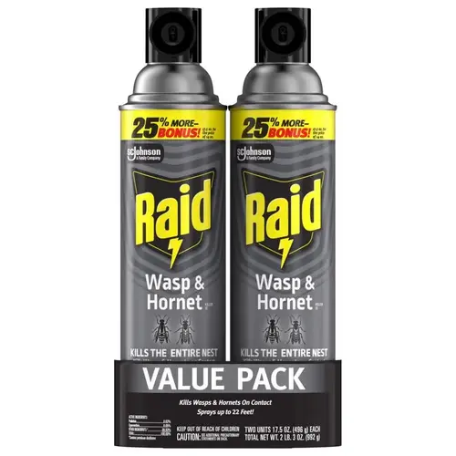 Raid Wasp and Hornet Killer, Aerosol, Outdoor, 17.5 oz Can - pack of 2 Raid Wasp and Hornet Killer, Aerosol, Outdoor, 17.5 oz Can - pack of 2