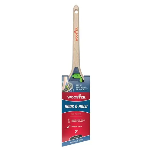 Wooster Hook and Hold Trim Paint Brush, 2 in W, Soft Thin Angle Brush, 2-3/8 in L Bristle, Polyester Bristle Wooster Hook and Hold Trim Paint Brush, 2 in W, Soft Thin Angle Brush, 2-3/8 in L Bristle, Polyester Bristle