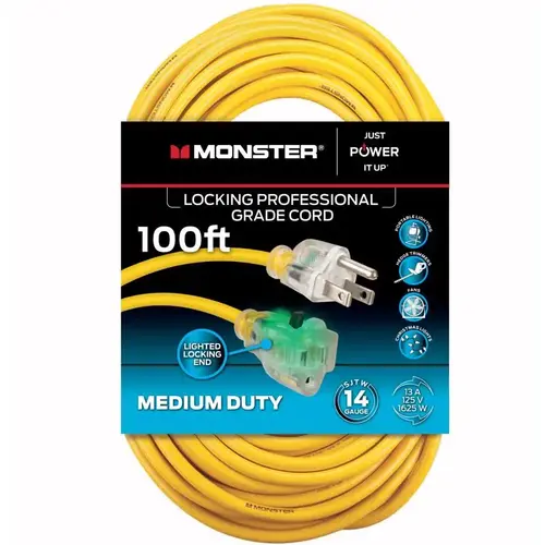 Just Power It Up Outdoor 100 ft. L Yellow Extension Cord 14/3 SJTW Yellow Just Power It Up Outdoor 100 ft. L Yellow Extension Cord 14/3 SJTW Yellow