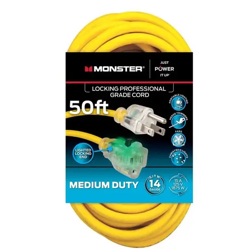Just Power It Up Outdoor 50 ft. L Yellow Extension Cord 14/3 SJTW Yellow Just Power It Up Outdoor 50 ft. L Yellow Extension Cord 14/3 SJTW Yellow