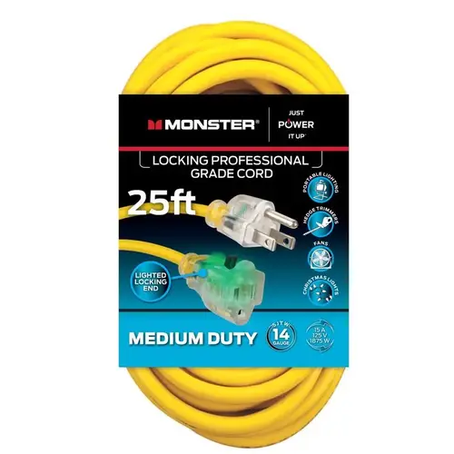 Just Power It Up Outdoor 25 ft. L Yellow Extension Cord 14/3 SJTW Yellow Just Power It Up Outdoor 25 ft. L Yellow Extension Cord 14/3 SJTW Yellow