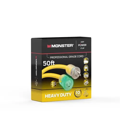 Just Power It Up Outdoor 50 ft. L Yellow Extension Cord 10/3 SJTW Yellow Just Power It Up Outdoor 50 ft. L Yellow Extension Cord 10/3 SJTW Yellow