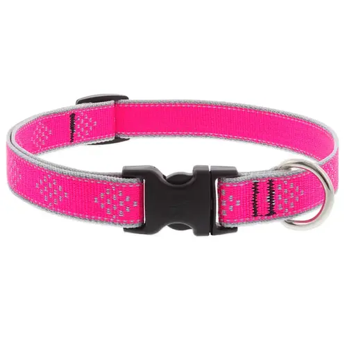 Reflective Pink Diamond Nylon Dog Adjustable Collar Pink Reflective Pink Diamond Nylon Dog Adjustable Collar Pink