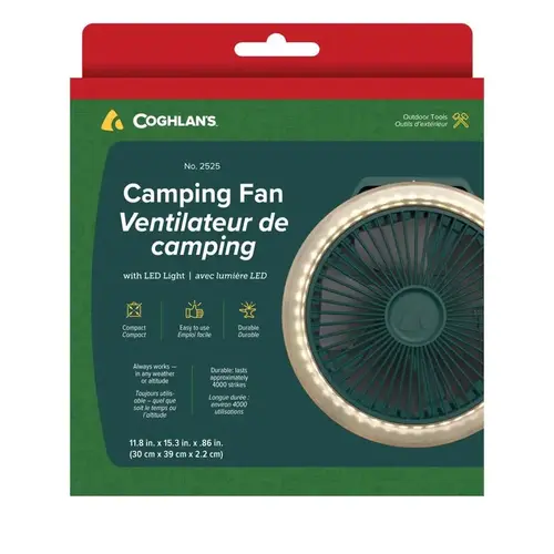 Coghlan's Green Tent Fan with Light .86" H X 11.8" W X 15.3" L Green Coghlan's Green Tent Fan with Light .86" H X 11.8" W X 15.3" L Green