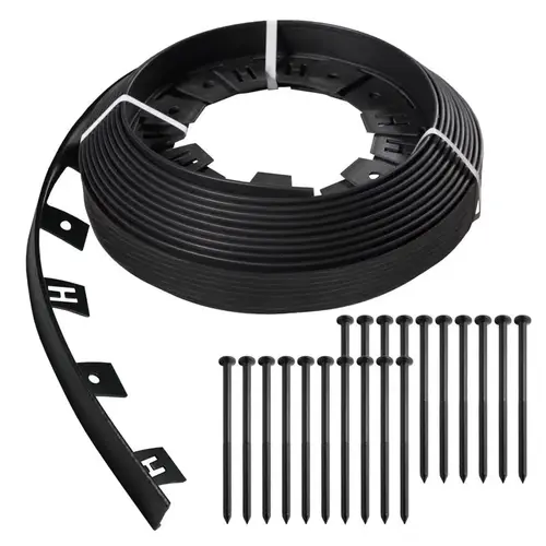 50 ft. L X 1.5" H Plastic Black Landscape Edging Kit Black 50 ft. L X 1.5" H Plastic Black Landscape Edging Kit Black