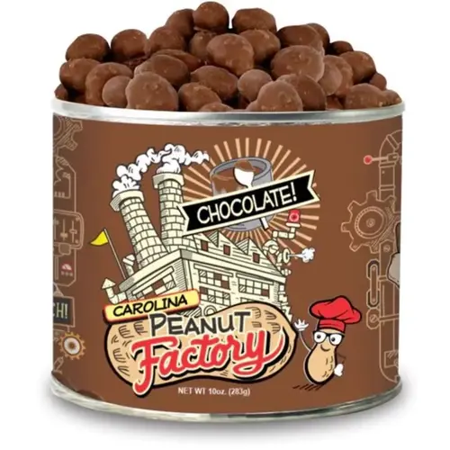 1" 6 Snacks Carolina Peanut Factory Chocolate Covered Peanuts 10 oz Can 1" 6 Snacks Carolina Peanut Factory Chocolate Covered Peanuts 10 oz Can