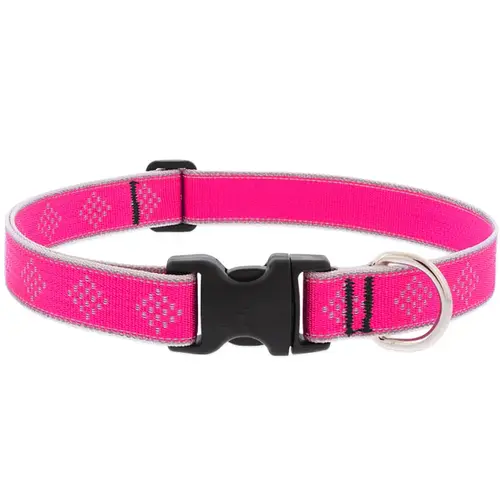 Reflective Pink Diamond Nylon Dog Adjustable Collar Pink Reflective Pink Diamond Nylon Dog Adjustable Collar Pink