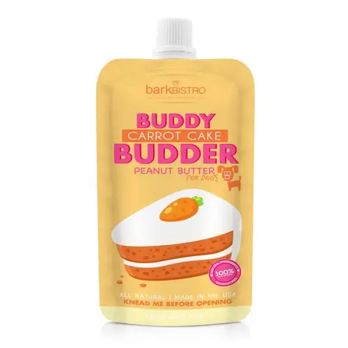 Buddy Budder Carrot Cake Grain Free Peanut Butter For Dogs 4 oz 3" Buddy Budder Carrot Cake Grain Free Peanut Butter For Dogs 4 oz 3"