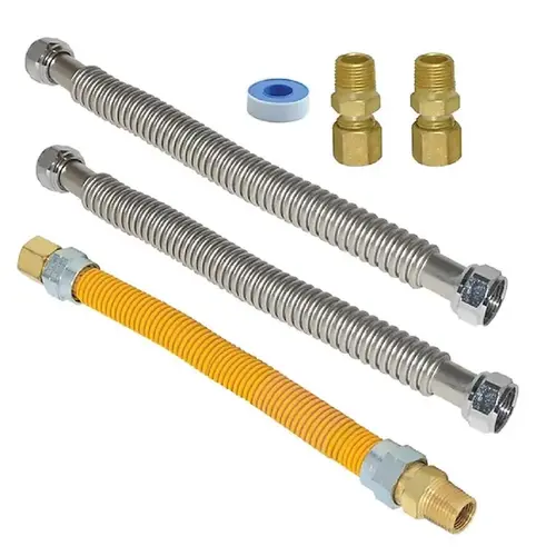 Stainless Steel Gas Water Heater Installation Kit 1.77" H X 23.03" L X 7.68" W Stainless Steel Gas Water Heater Installation Kit 1.77" H X 23.03" L X 7.68" W