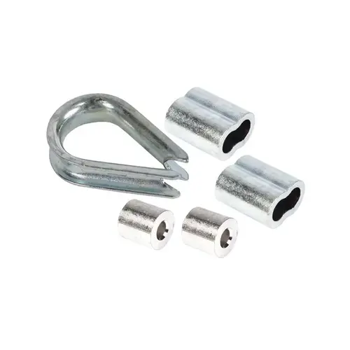 Zinc-Plated Aluminum 1/16" D Wire Rope Clips and Thimble Zinc-Plated Zinc-Plated Aluminum 1/16" D Wire Rope Clips and Thimble Zinc-Plated