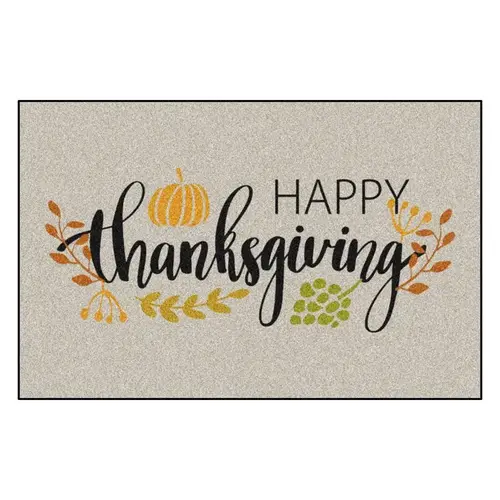 30" W X 20" L Multi-Color Happy Thanksgiving Nylon Door Mat Multi-Color 30" W X 20" L Multi-Color Happy Thanksgiving Nylon Door Mat Multi-Color