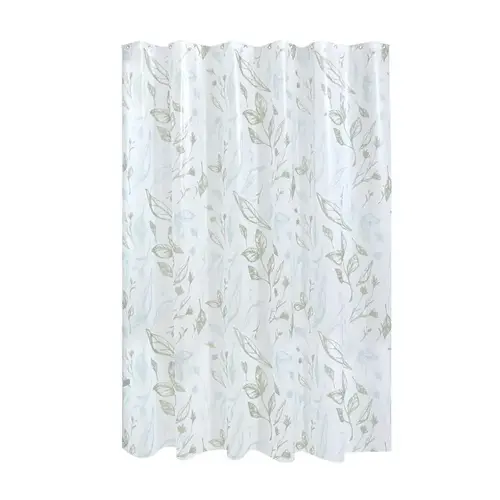 72" H X 72" W White Leaves Frost Shower Curtain PEVA White 72" H X 72" W White Leaves Frost Shower Curtain PEVA White