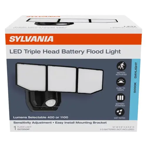 Motion-Sensing Battery Powered LED Black Security Light Black Motion-Sensing Battery Powered LED Black Security Light Black