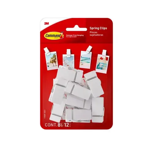 Command Medium Plastic Spring Clip 1.5" L 8 pk White - pack of 4 Command Medium Plastic Spring Clip 1.5" L 8 pk White - pack of 4