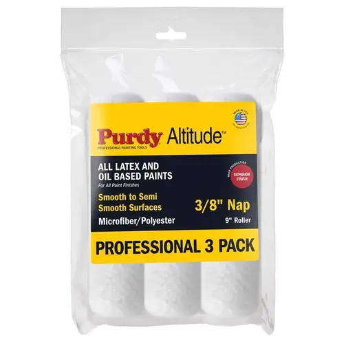Altitude Poly Micro 9" W X 3/8" Regular Paint Roller Cover 3 pk White Altitude Poly Micro 9" W X 3/8" Regular Paint Roller Cover 3 pk White