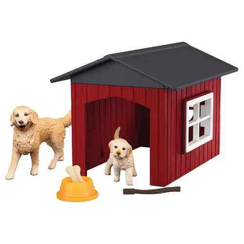Dog Kennel with Golden Retrievers Figurine Multicolored 9 pc Multicolored Dog Kennel with Golden Retrievers Figurine Multicolored 9 pc Multicolored