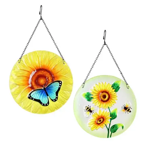 Blue Metal 10" H Butterfly & Sunflower Outdoor Decoration Blue Blue Metal 10" H Butterfly & Sunflower Outdoor Decoration Blue