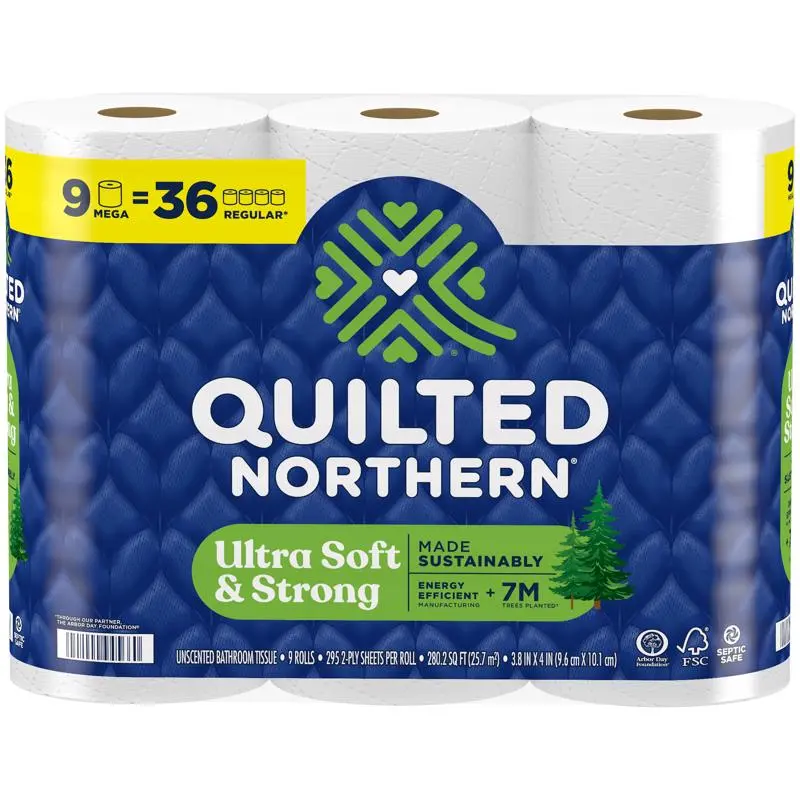Quilted Northern Toilet Paper 9 Rolls 295 sheet 1180 White - pack of 4 94566-XCP4