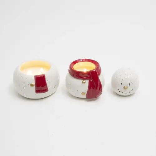 White/Red Snowman Christmas Scented Wax Candle 8" White/Red White/Red Snowman Christmas Scented Wax Candle 8" White/Red