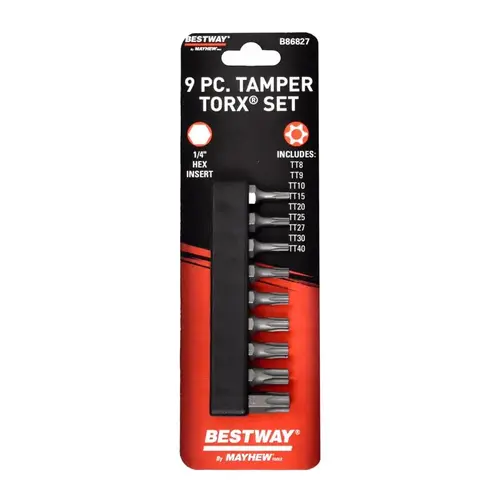 Tamper Torx Screwdriver Bit Set S2 Tool Steel 9 pc Tamper Torx Screwdriver Bit Set S2 Tool Steel 9 pc