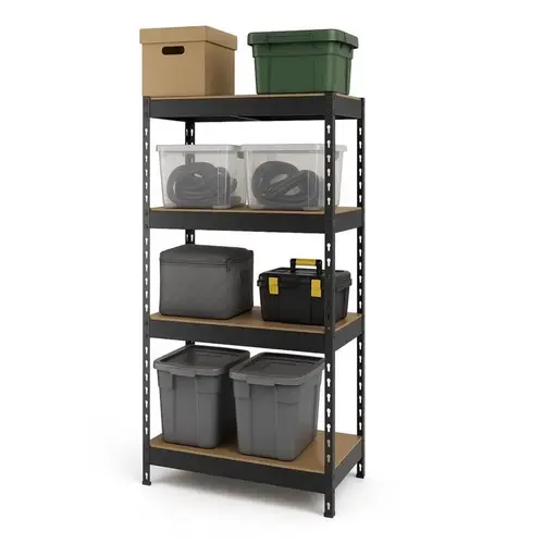 60" H X 12" W X 30" D Steel 4-Tier Shelving Unit Matte Black 60" H X 12" W X 30" D Steel 4-Tier Shelving Unit Matte Black