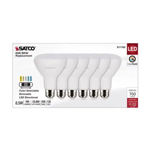 BR30 E26 (Medium) LED Bulb Tunable White/Color Changing 65 Watt Equivalence 6 pk Frosted BR30 E26 (Medium) LED Bulb Tunable White/Color Changing 65 Watt Equivalence 6 pk Frosted