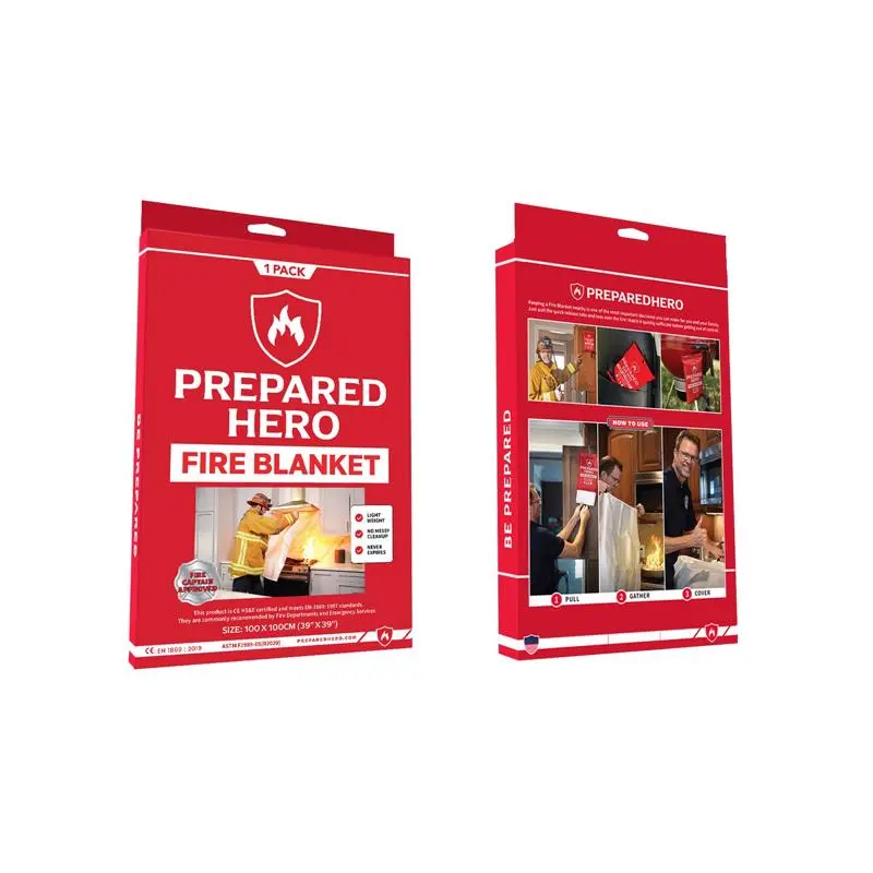 Prepared Hero Fire Blanket For Household - pack of 7 FBMD-RD-RED1-XCP7