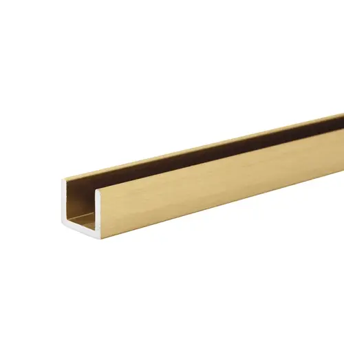 Regular U-Channel 1/2" Glass 12 ft Long - Satin Brass Regular U-Channel 1/2" Glass 12 ft Long - Satin Brass