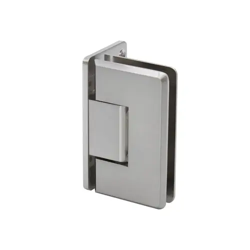 Wall to Glass Offset Back Plate Hinge- Beveled Titanium Chrome Wall to Glass Offset Back Plate Hinge- Beveled Titanium Chrome