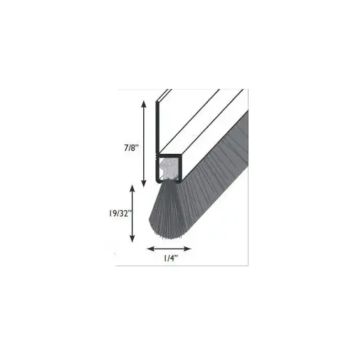 36in Brush Weatherstrip Sweep Aluminum Anodized 7/8in Plate 19/32 Pile Aluminum 36in Brush Weatherstrip Sweep Aluminum Anodized 7/8in Plate 19/32 Pile Aluminum