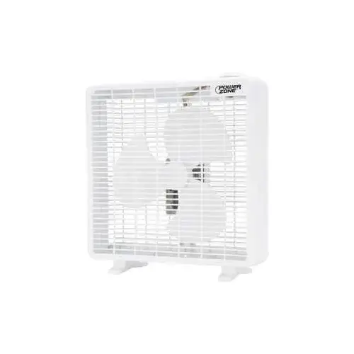 Box Fan, 120 VAC, 10 in Dia Blade, 3-Blade, 3-Speed, 3 Speed, White Box Fan, 120 VAC, 10 in Dia Blade, 3-Blade, 3-Speed, 3 Speed, White