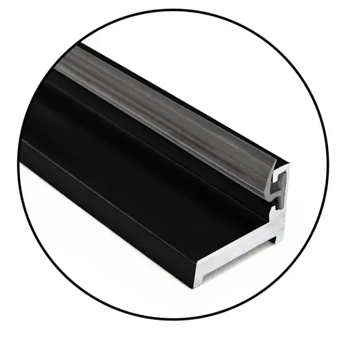 Aluminum Jamb With Clear Wipe 95" Length - No Holes Drilled - Matte Black Aluminum Jamb With Clear Wipe 95" Length - No Holes Drilled - Matte Black