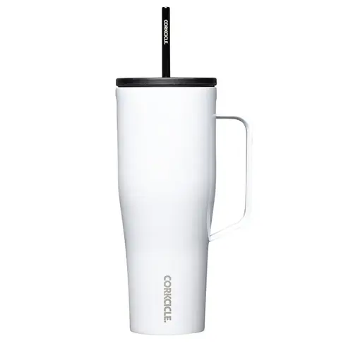 Corkcicle Go Cup XL Series Tumbler, 30 oz, Stainless Steel, Gloss White, Insulated Corkcicle Go Cup XL Series Tumbler, 30 oz, Stainless Steel, Gloss White, Insulated