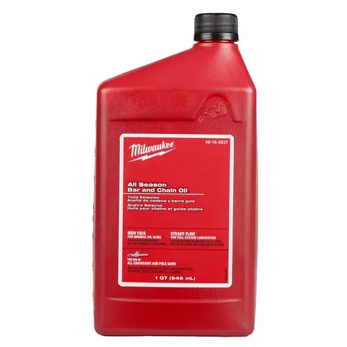 Milwaukee All-Season Bar and Chain Oil, Amber, >93 deg C Flash, 1 qt Bottle Milwaukee All-Season Bar and Chain Oil, Amber, >93 deg C Flash, 1 qt Bottle