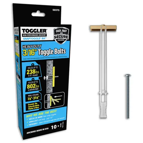 Snaptoggle BA Hollow Wall Anchors, 3/16-24-In - pack of 10 Snaptoggle BA Hollow Wall Anchors, 3/16-24-In - pack of 10